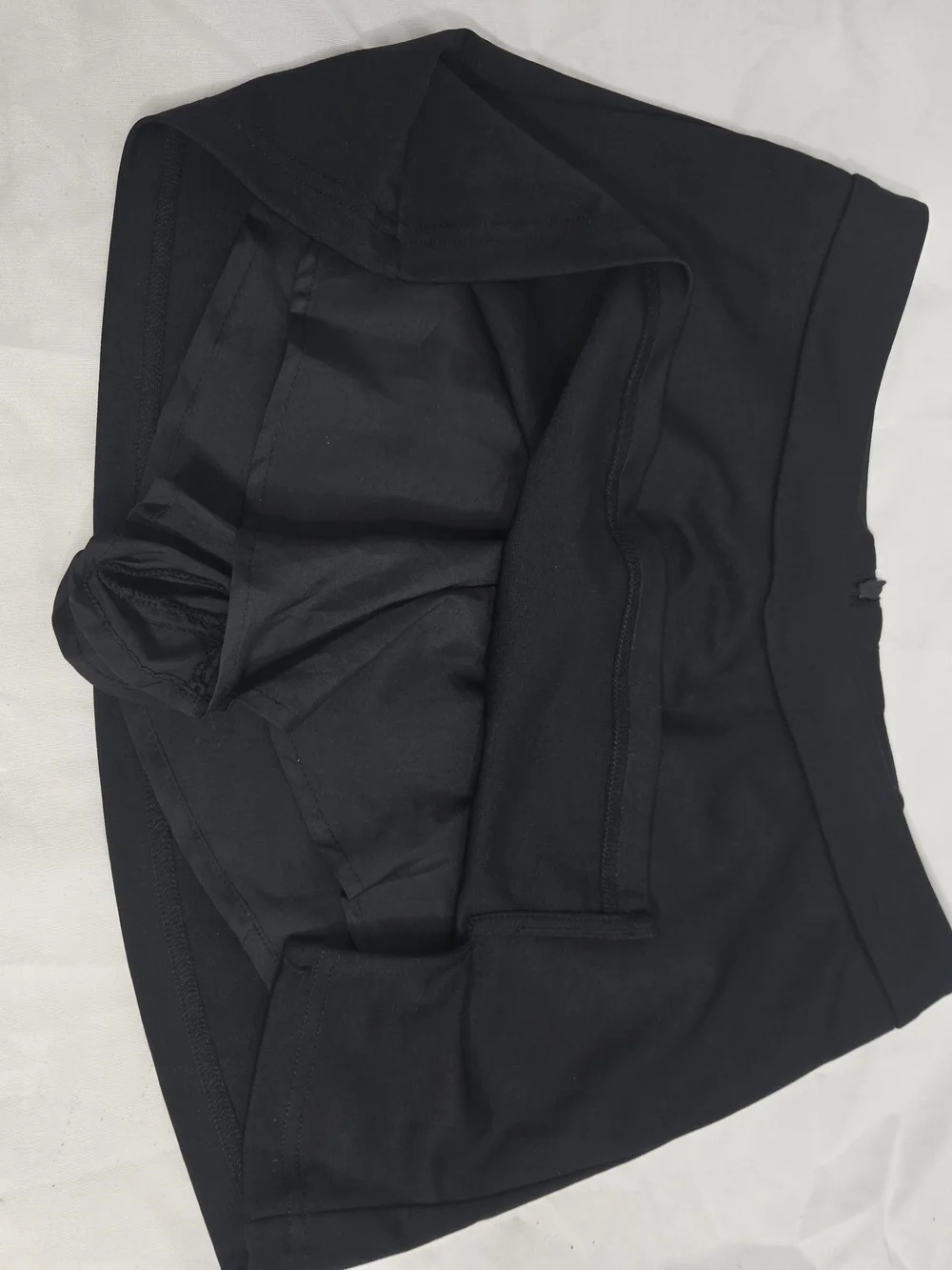 Cider Black V-Waist Mini Skirt with Short Under